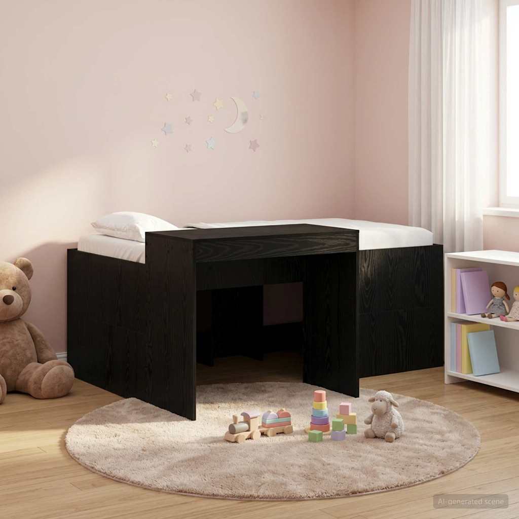 vidaXL Cama alta para niños con escritorio Negro 80 x 160 cm