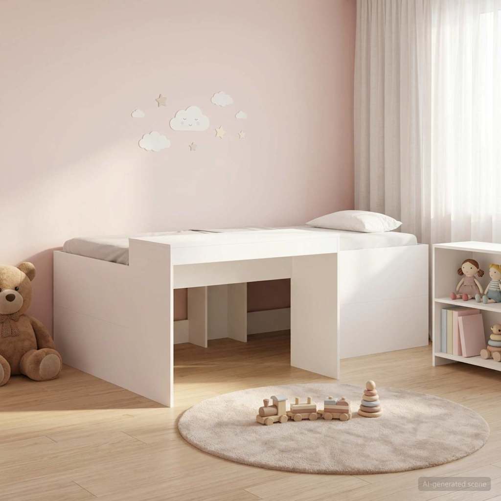 vidaXL Cama alta para niños con escritorio Blanco 75 x 190 cm