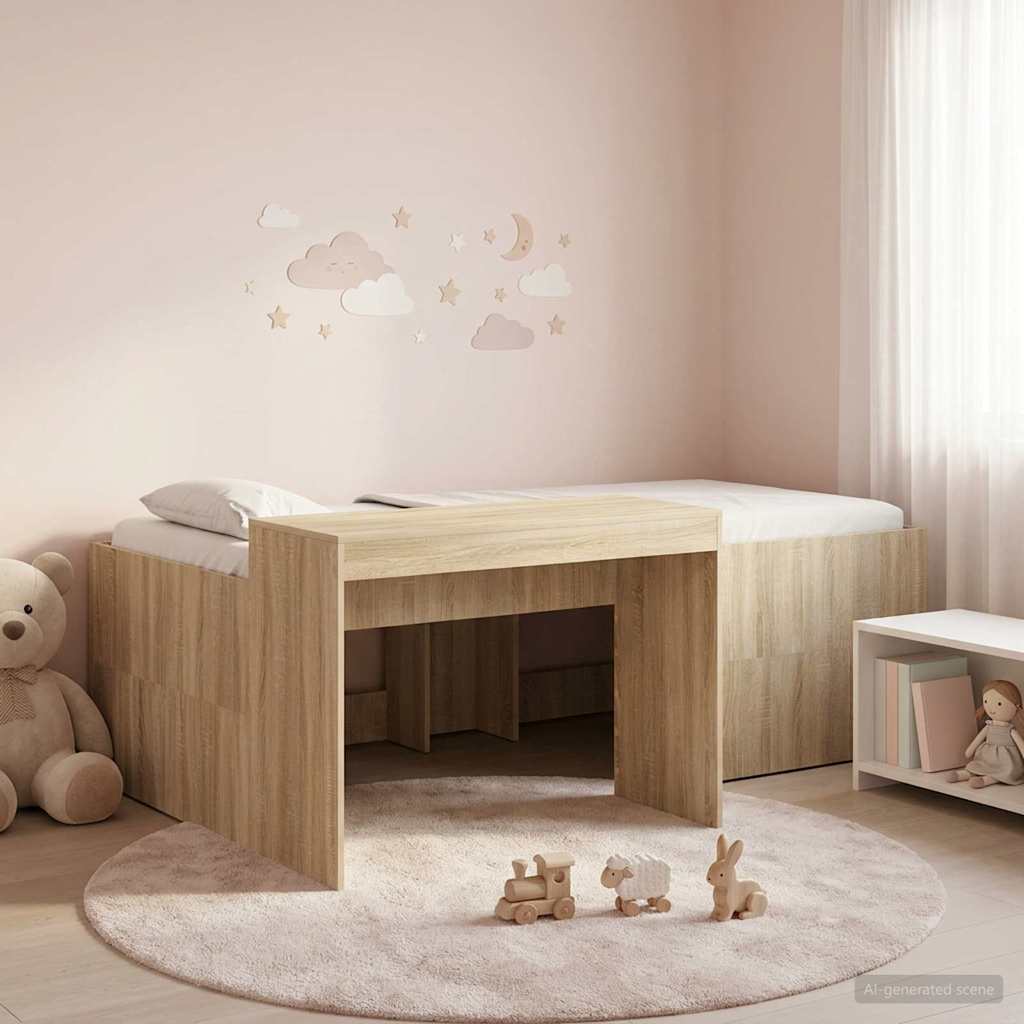vidaXL Cama alta para niños con escritorio Roble Sonoma 75 x 190 cm