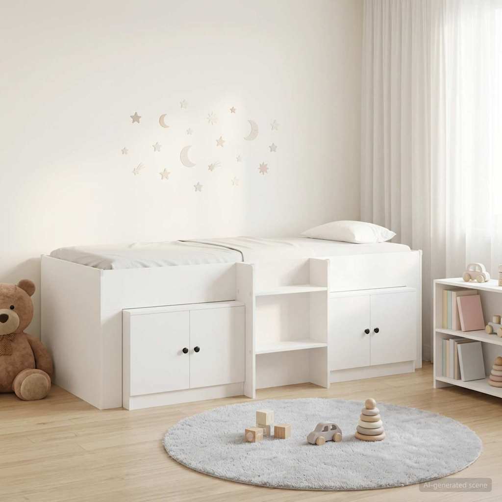 vidaXL Marco de cama loft con armario con almacenamiento 3 uds. Blanco