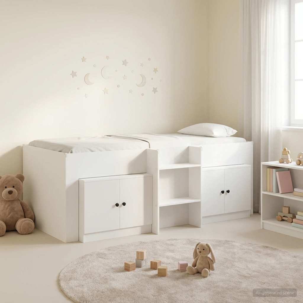 vidaXL Marco de cama loft con armario con almacenamiento 3 uds. Blanco