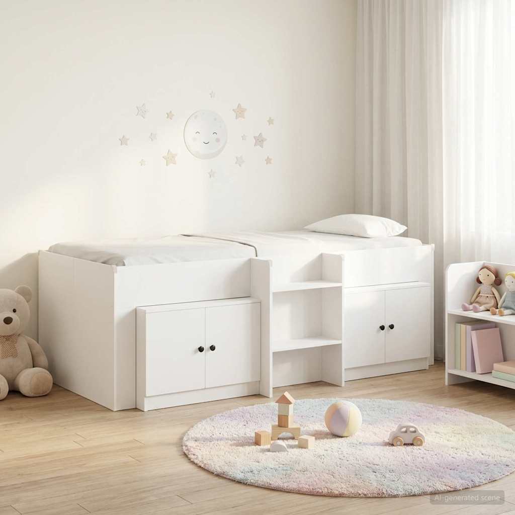 vidaXL Marco de cama loft con armario con almacenamiento 3 uds. Blanco