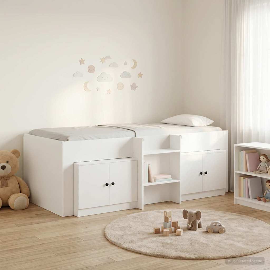 vidaXL Marco de cama loft con armario con almacenamiento 3 uds. Blanco