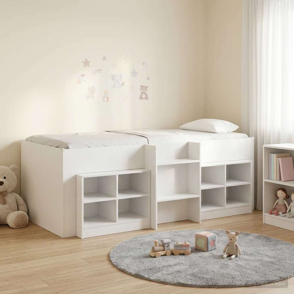 vidaXL Marco de cama loft con armario con estante 3 uds. Blanco
