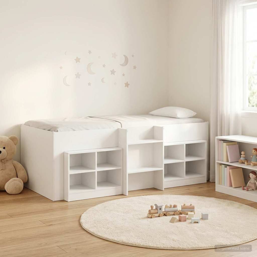 vidaXL Marco de cama loft con armario con estante 3 uds. Blanco