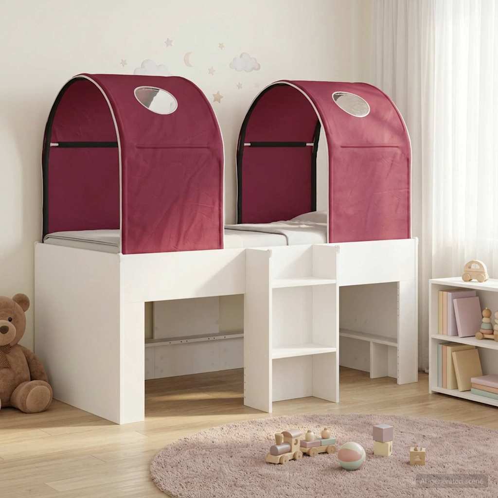 vidaXL Cama con Túnel 4 uds. Blanco y Rojo Madera de ingeniería