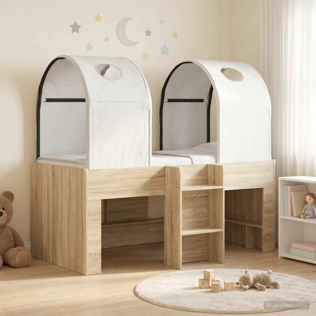 vidaXL Cama con Túnel 3 uds. Sonoma y Blanco Madera de ingeniería