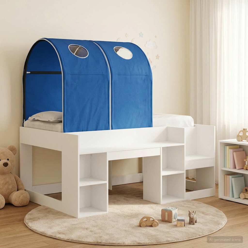 vidaXL Cama con Túnel 3 uds. Blanco y Azul Madera de ingeniería