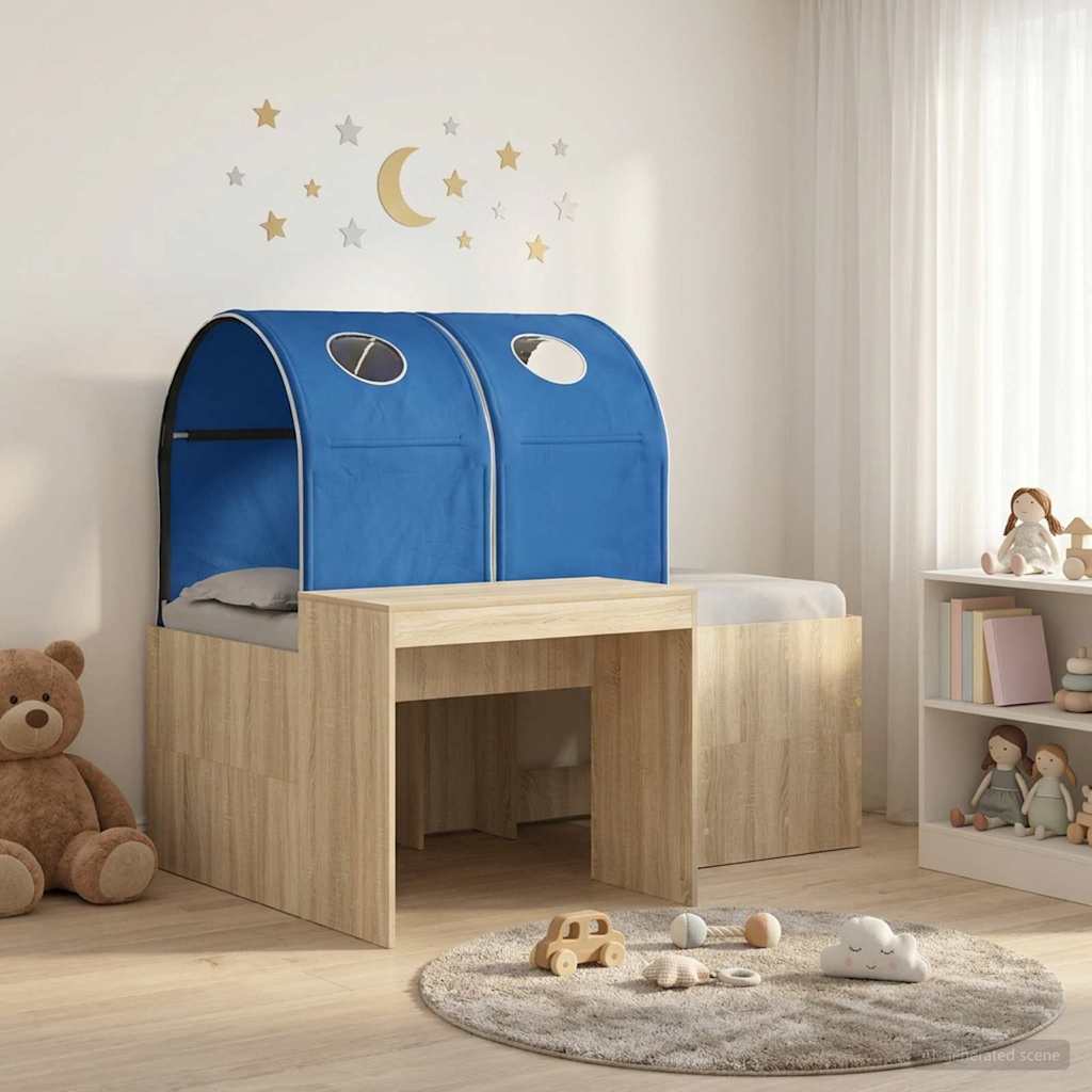 vidaXL Cama con Túnel 3 uds. Roble Sonoma y Azul Madera de ingeniería