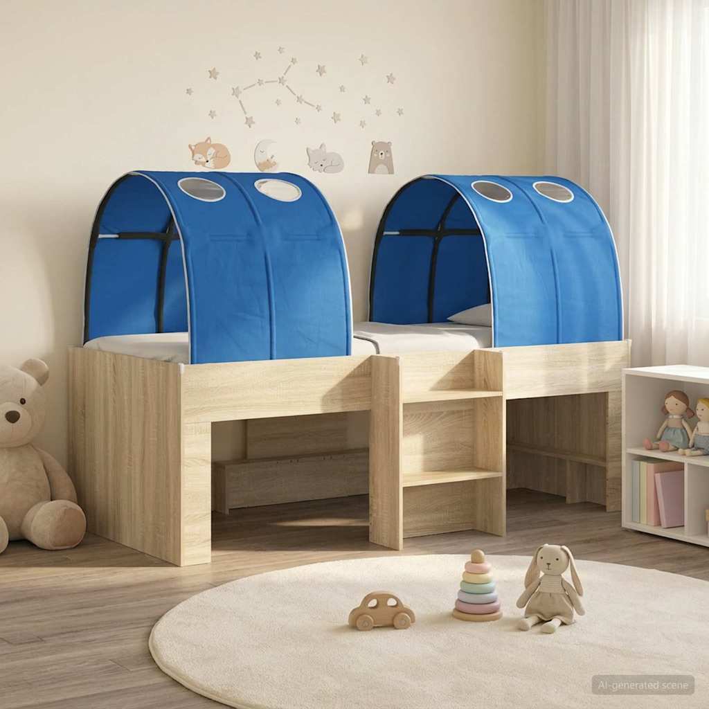 vidaXL Cama con Túnel 4 uds. Roble Sonoma y Azul Madera de ingeniería