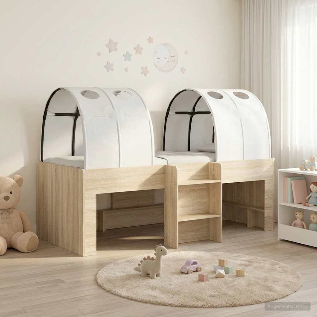 vidaXL Cama con Túnel 3 uds. Roble Sonoma y blanco