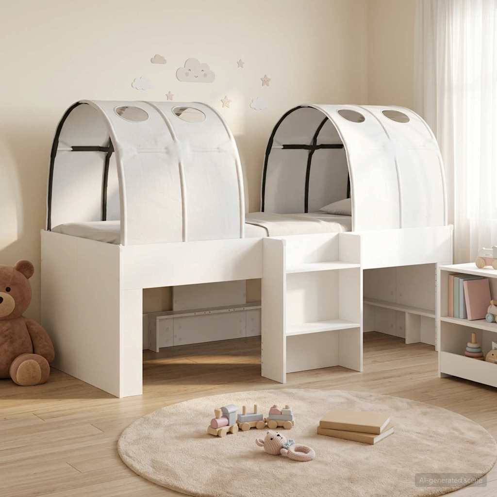 vidaXL Cama alta para niños con túnel 3 uds. Blanco
