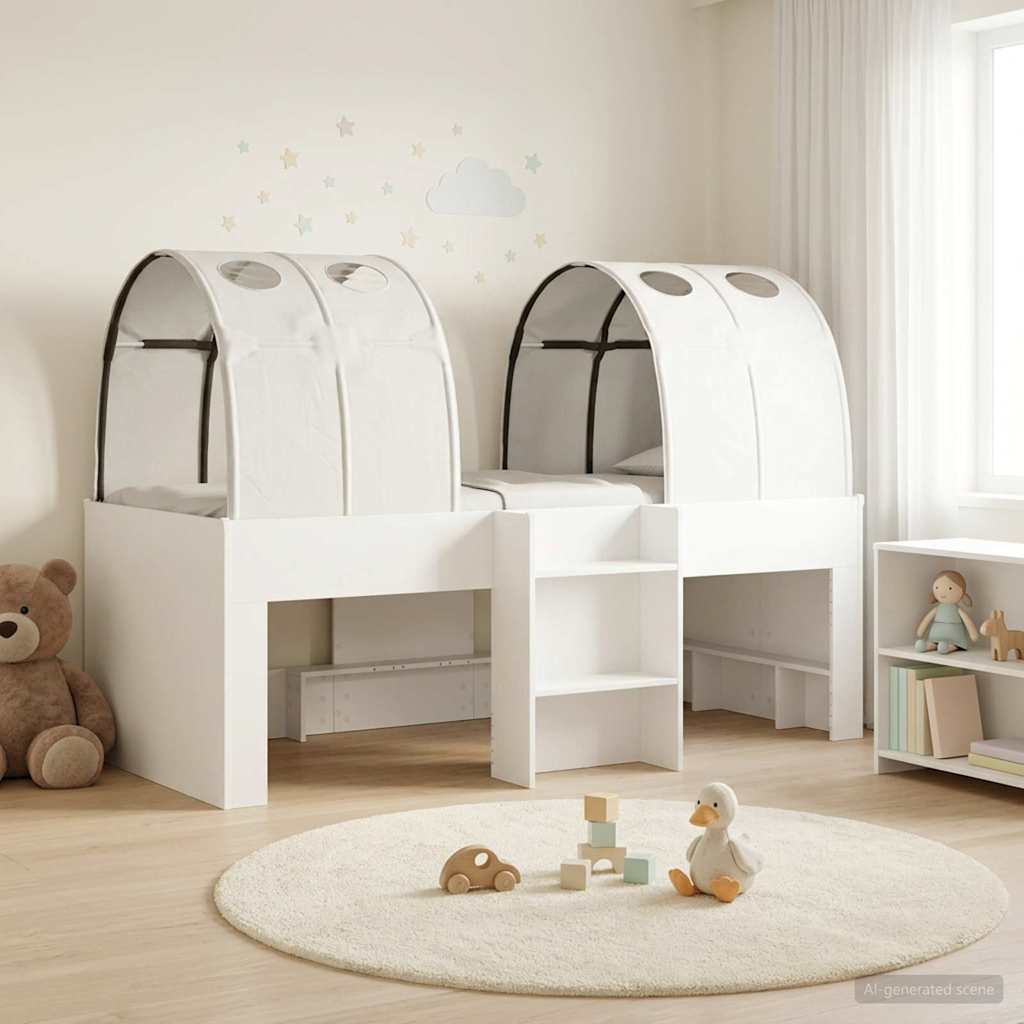vidaXL Cama con Túnel 3 uds. Blanco Madera de ingeniería