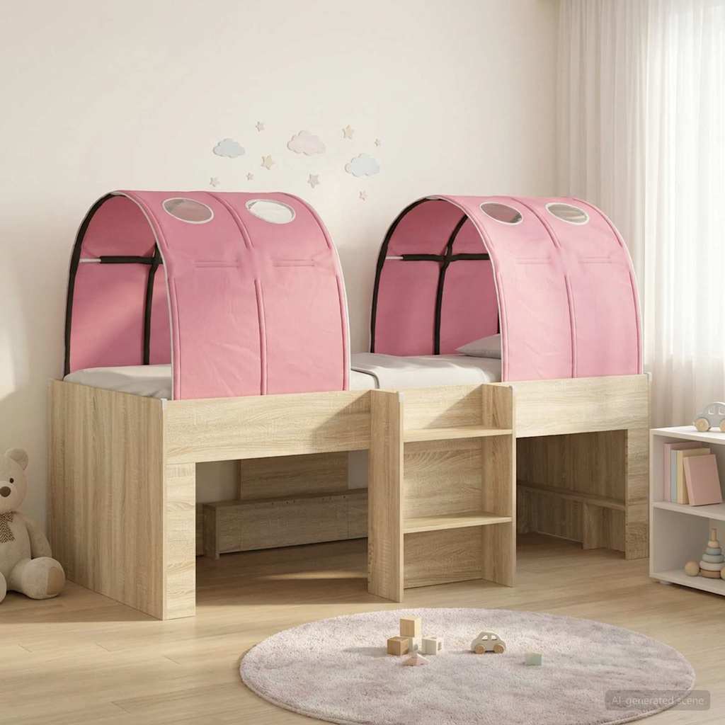 vidaXL Cama con Túnel 3 uds. Roble Sonoma y Rosa Madera de ingeniería