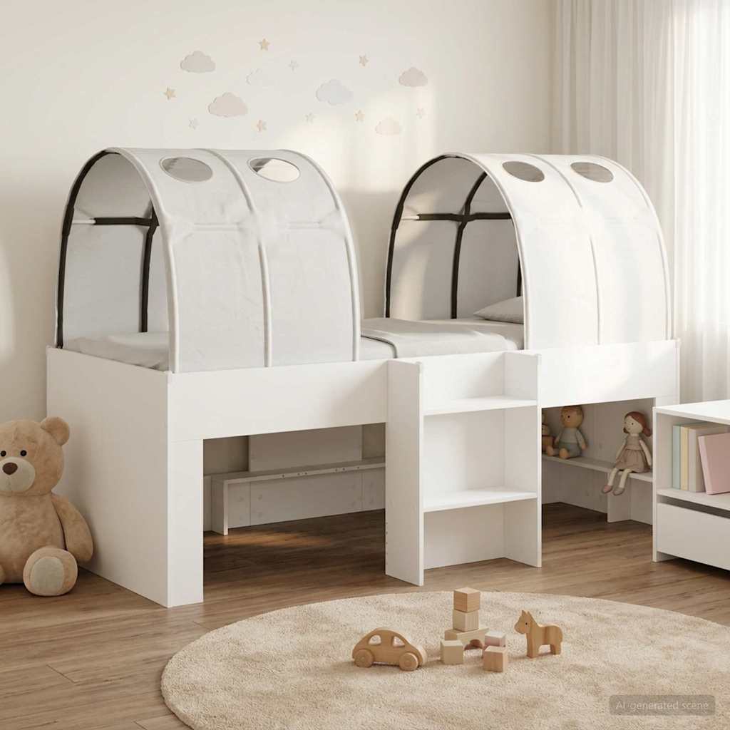 vidaXL Cama con Túnel 3 uds. Blanco Madera de ingeniería