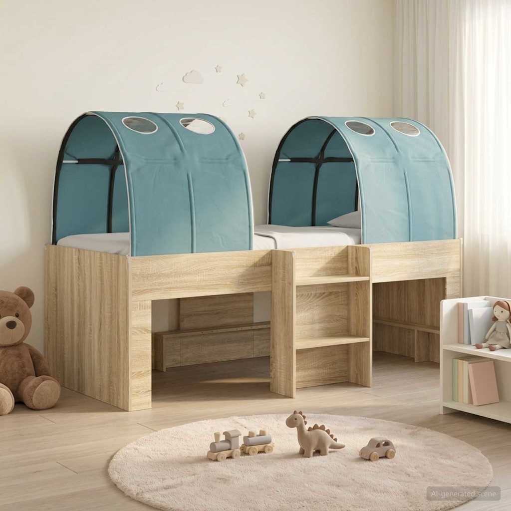 vidaXL Cama con Túnel 3 uds. Roble Sonoma y Azul Claro