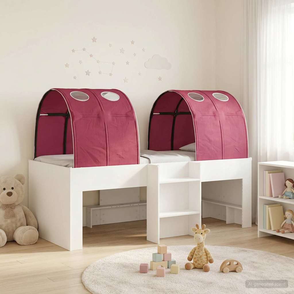 vidaXL Cama con Túnel 3 uds. Blanco y Rojo Madera de ingeniería