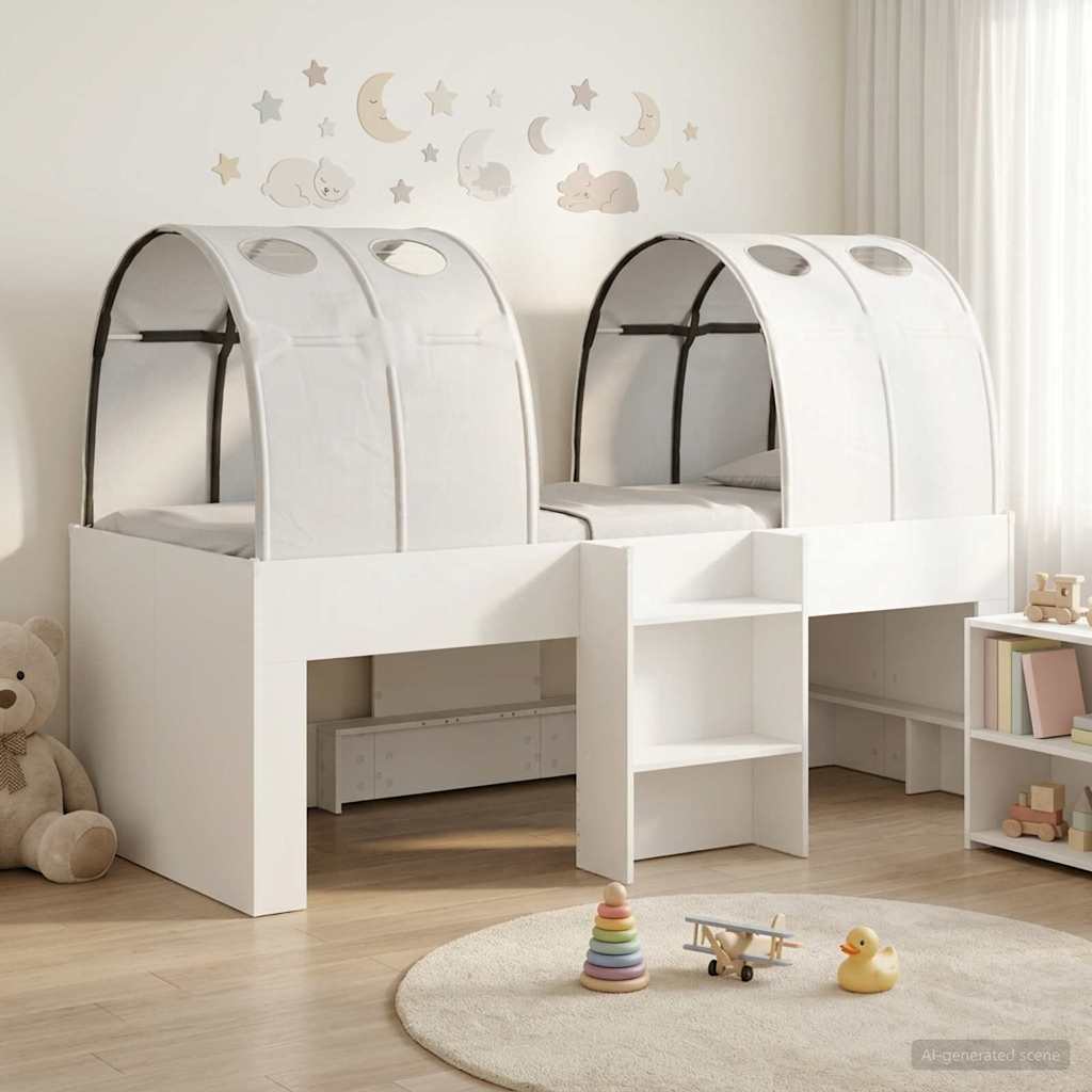 vidaXL Cama con Túnel 3 uds. Blanco Madera de ingeniería