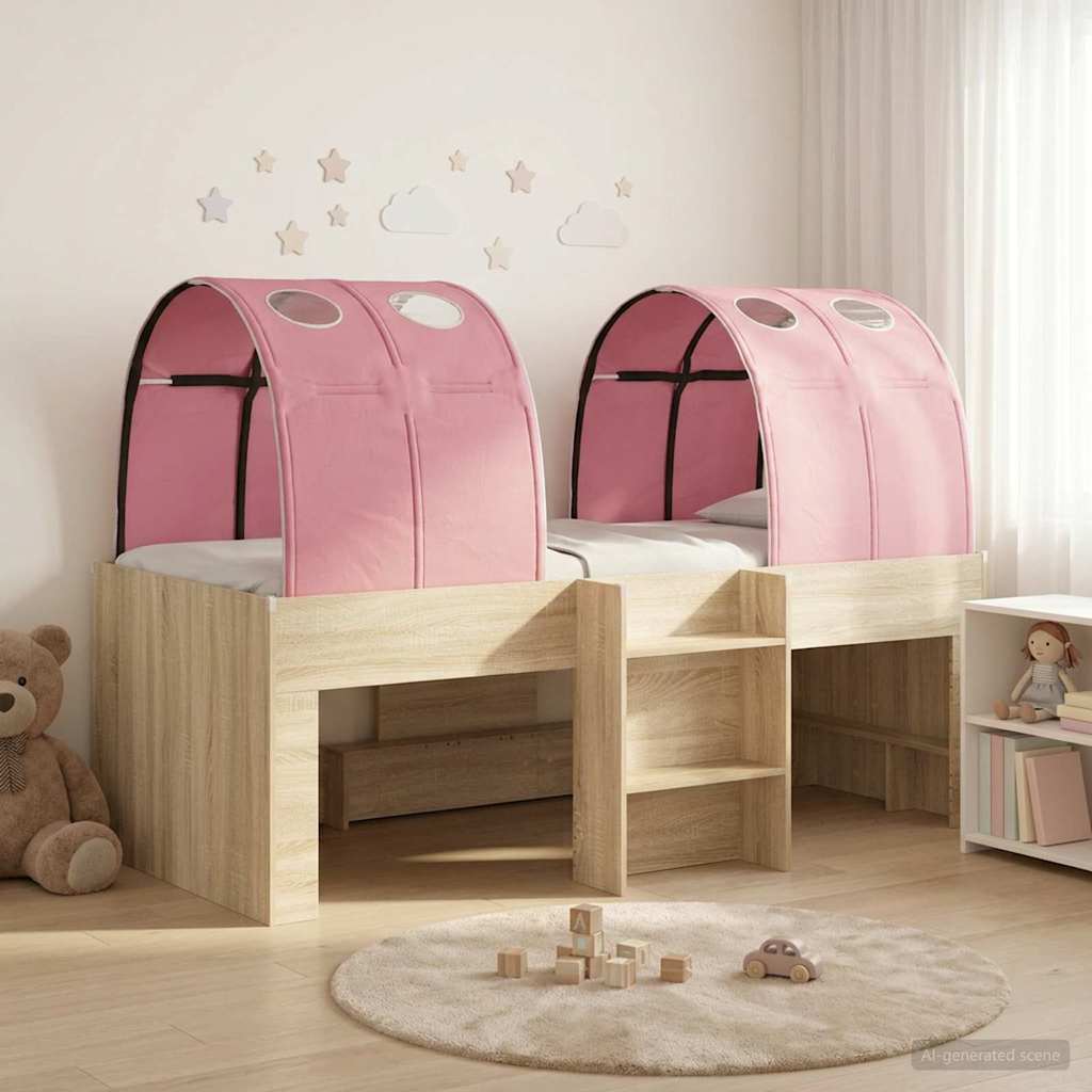 vidaXL Cama con Túnel 4 uds. Sonoma y Rosa Madera de ingeniería