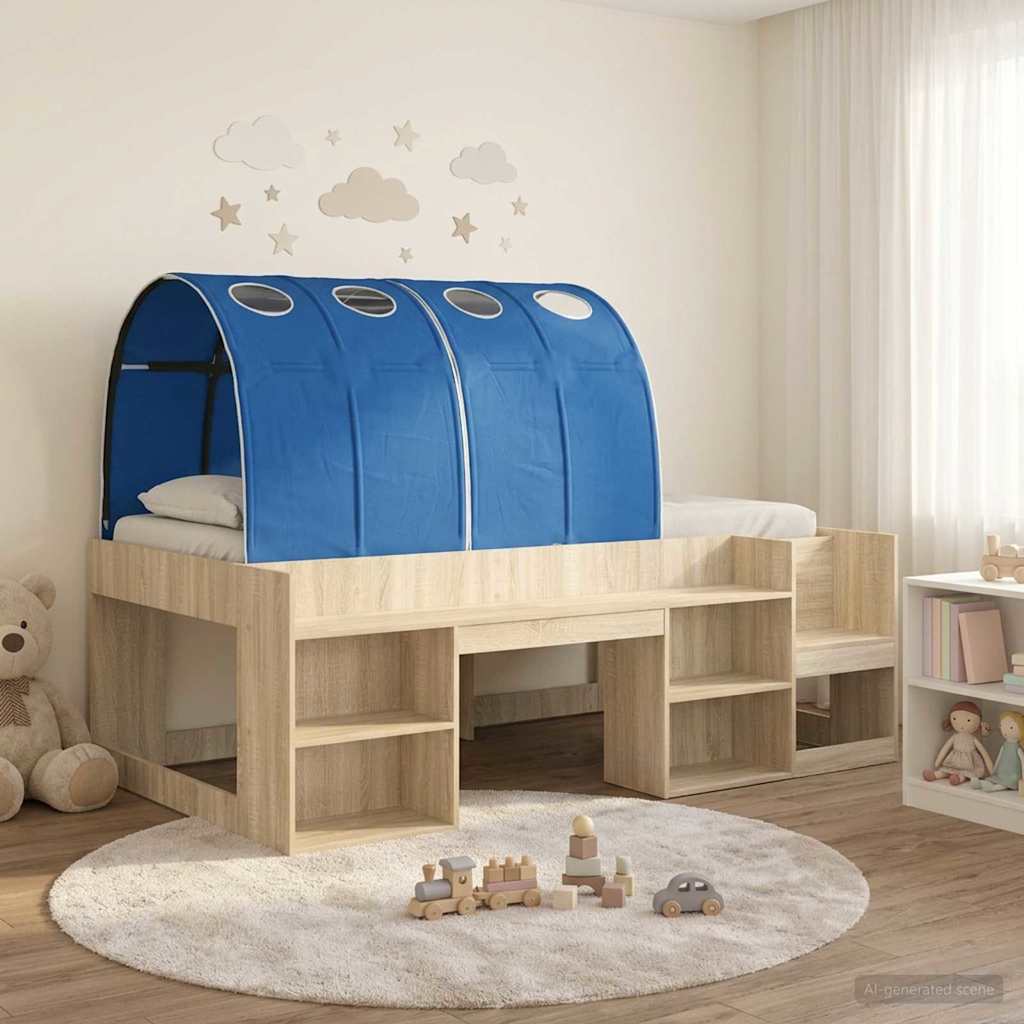 vidaXL Cama con Túnel 3 uds. Roble Sonoma y Azul Madera de ingeniería