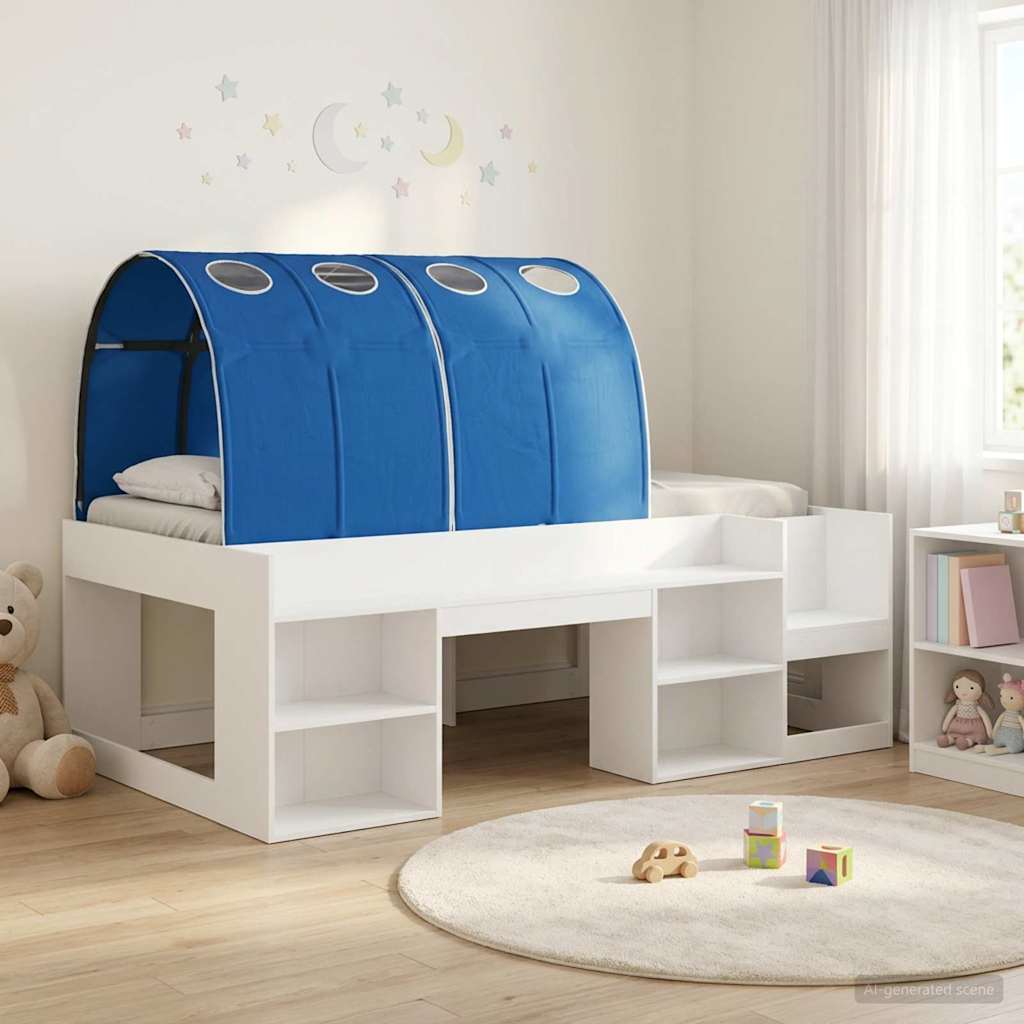 vidaXL Estructura de Cama con Barandas de Cama 3 uds. Blanco y Azul
