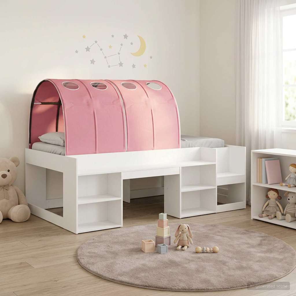 vidaXL Estructura de Cama con Barandas de Cama 3 uds. Blanco y Rosa