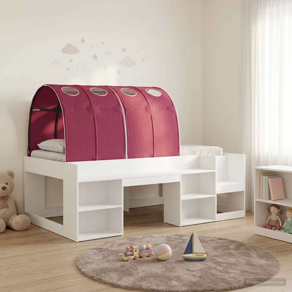 vidaXL Estructura de Cama con Barandas de Cama 3 uds. Blanco y Rojo