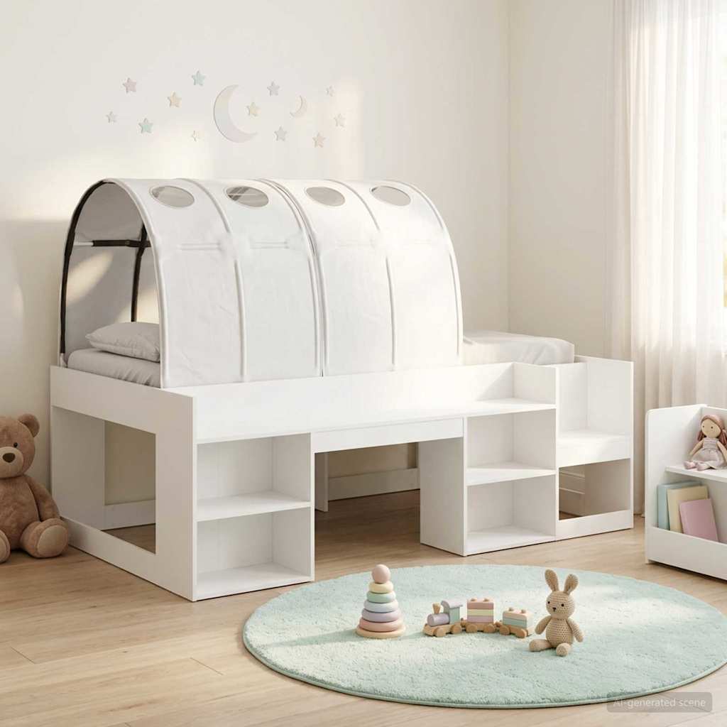 vidaXL Estructura de Cama con Barandas de Cama 3 uds. Blanco
