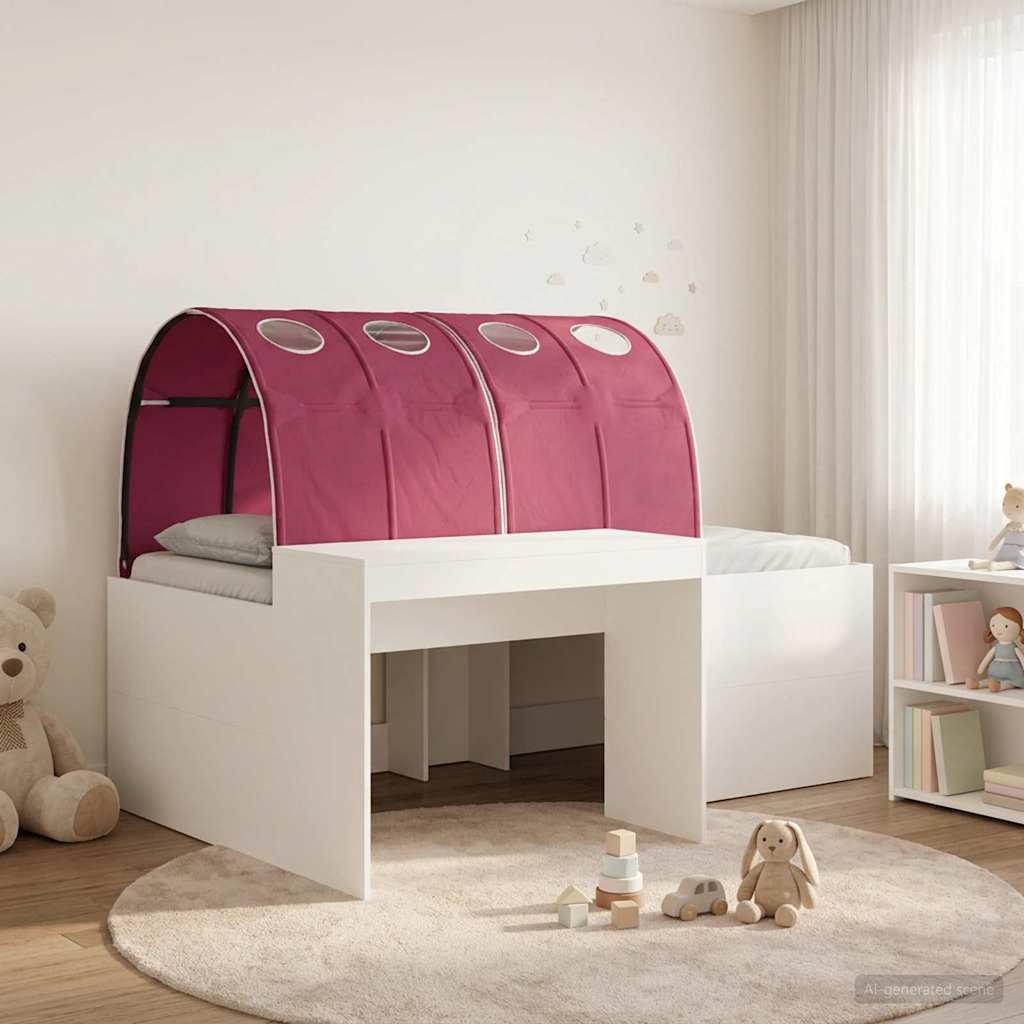 vidaXL Cama con túnel 3 uds. Blanco y Rojo Madera de ingeniería