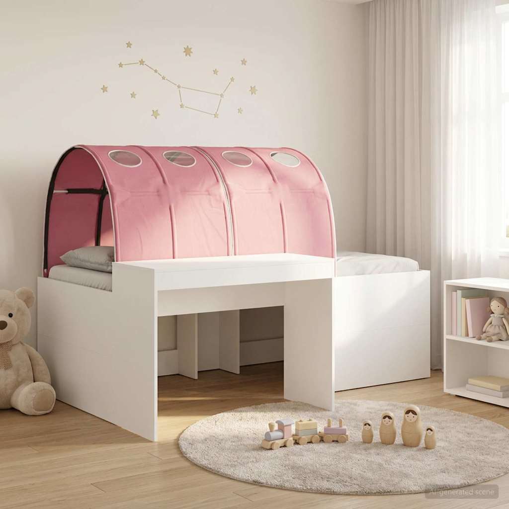 vidaXL Cama con Túnel 3 uds. Blanco y Rosa Madera de ingeniería