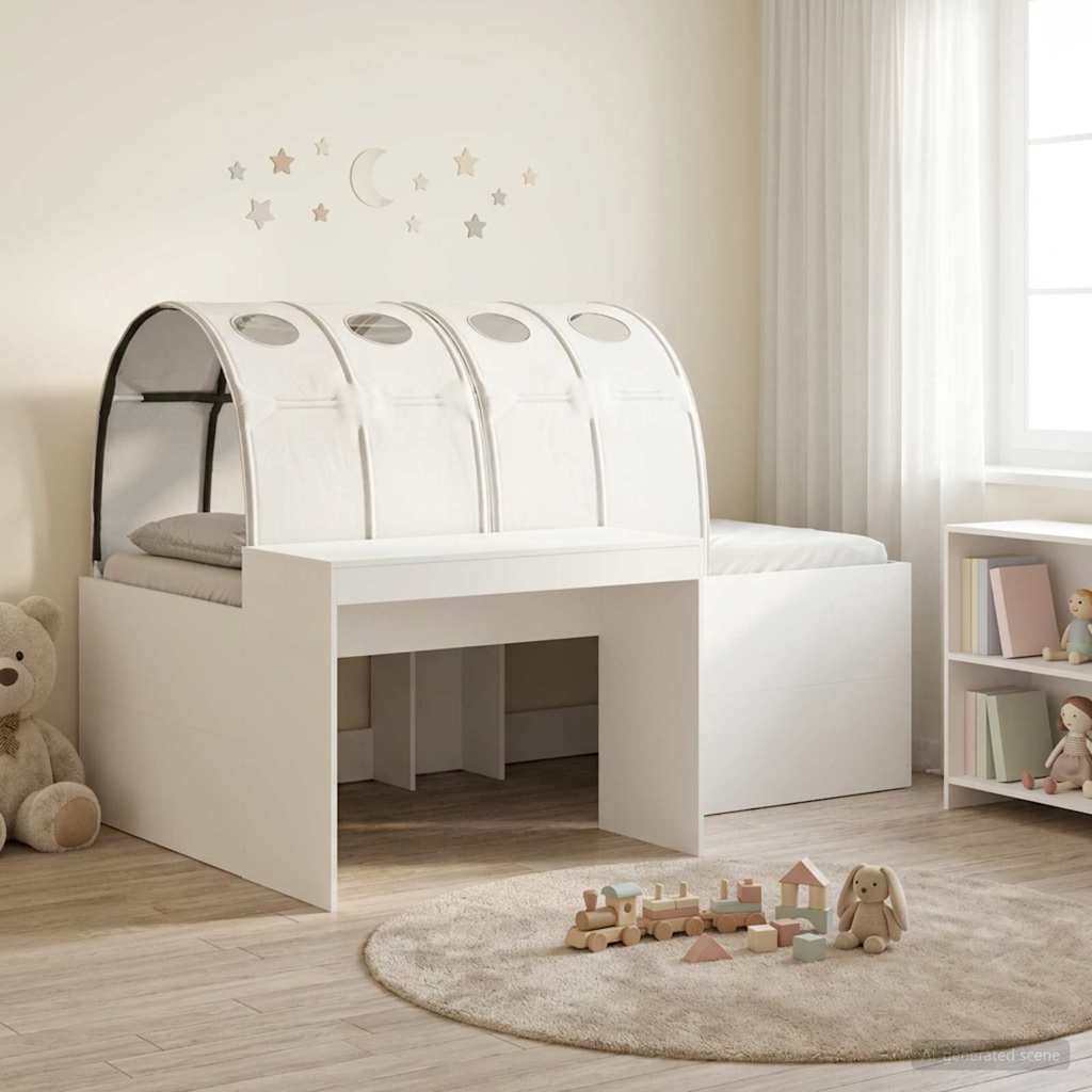 vidaXL Cama con Túnel 3 uds. Blanco Madera de ingeniería