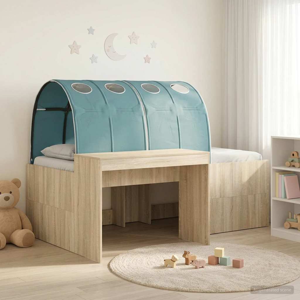 vidaXL Cama con Túnel 3 uds. Roble Sonoma y Azul Claro