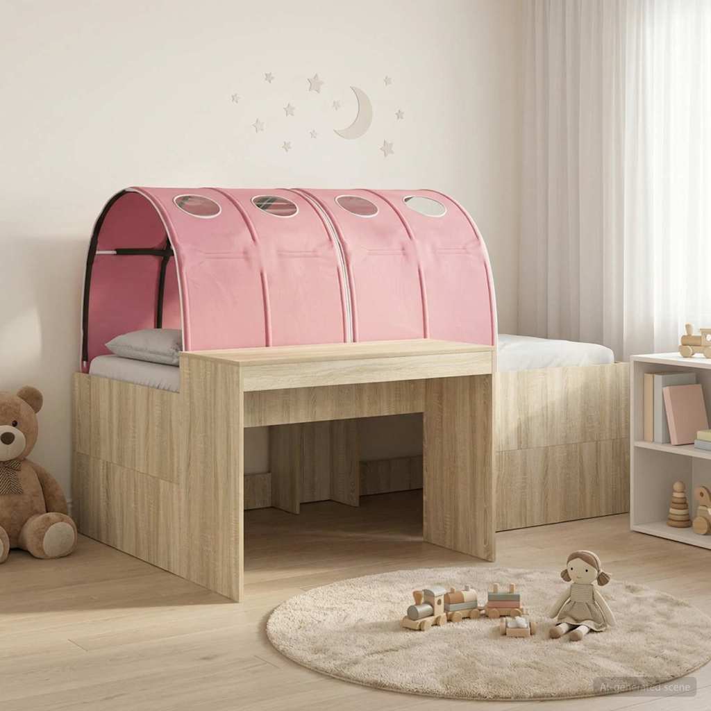 vidaXL Cama con Túnel 3 uds. Roble Sonoma y Rosa Madera de ingeniería