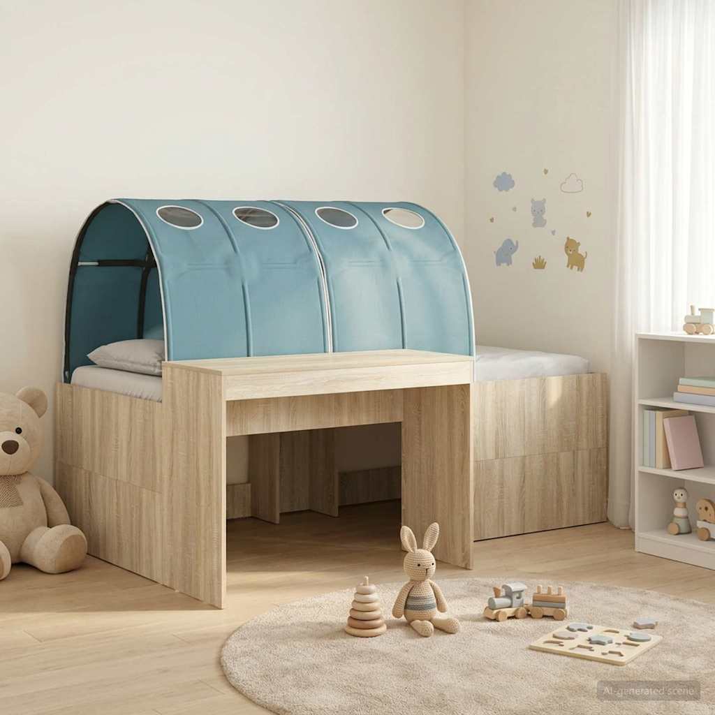 vidaXL Cama con Túnel 3 uds. Roble Sonoma y Azul Claro
