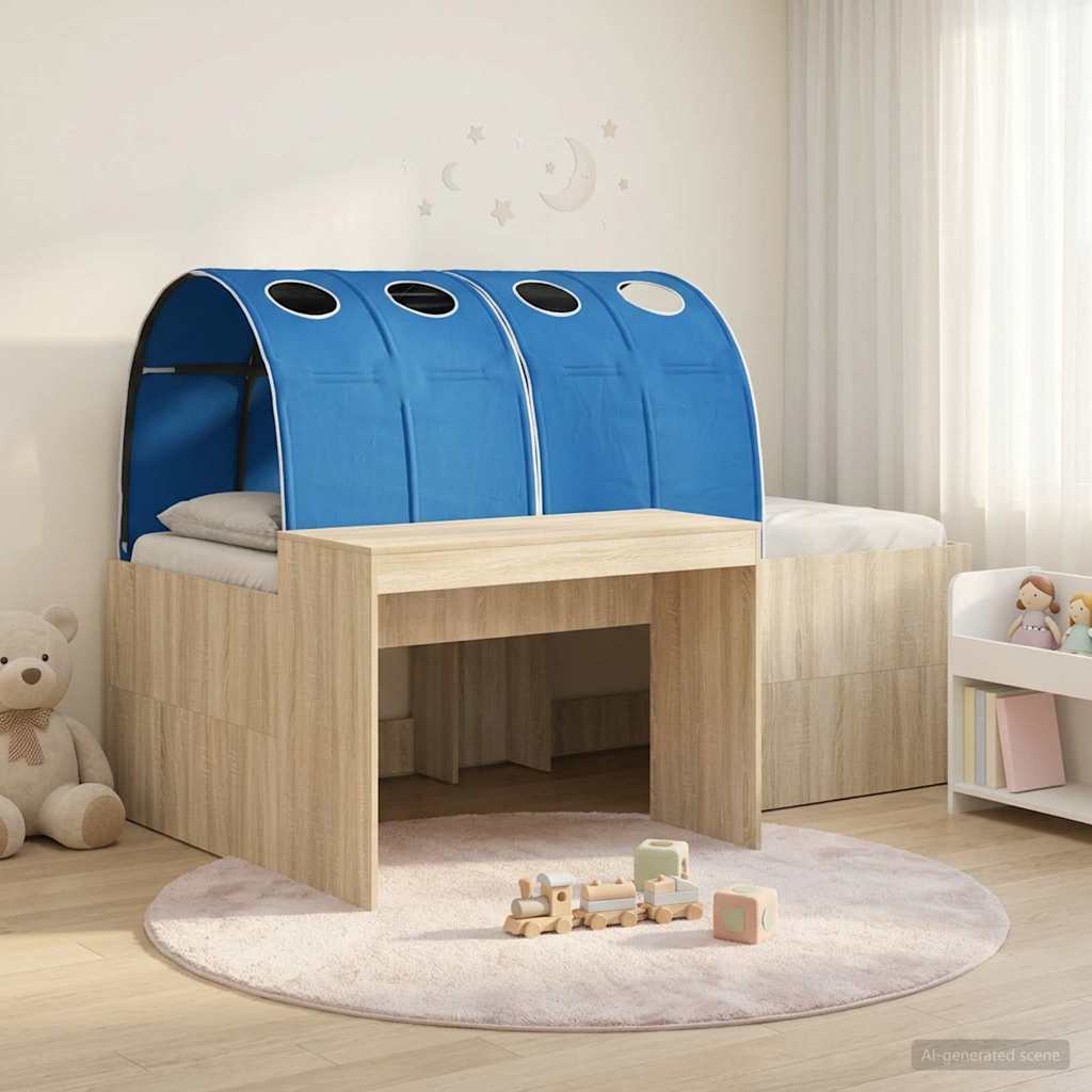 vidaXL Cama con Túnel 3 uds. Roble Sonoma y Azul Madera de ingeniería