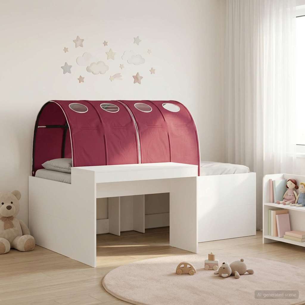 vidaXL Cama alta para niños con escritorio 3 uds. Blanco y Rojo