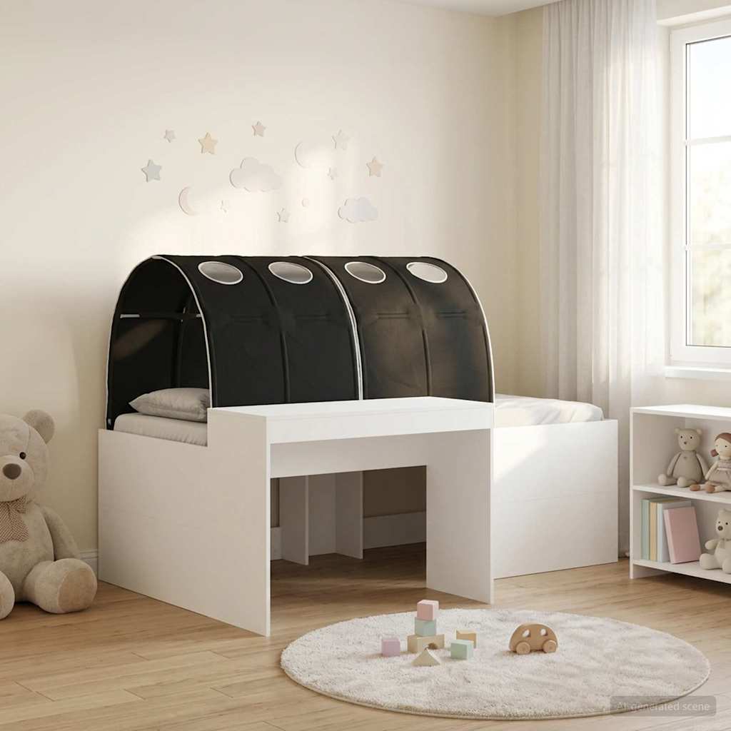 vidaXL Cama alta para niños con escritorio 3 uds. Blanco y Negro