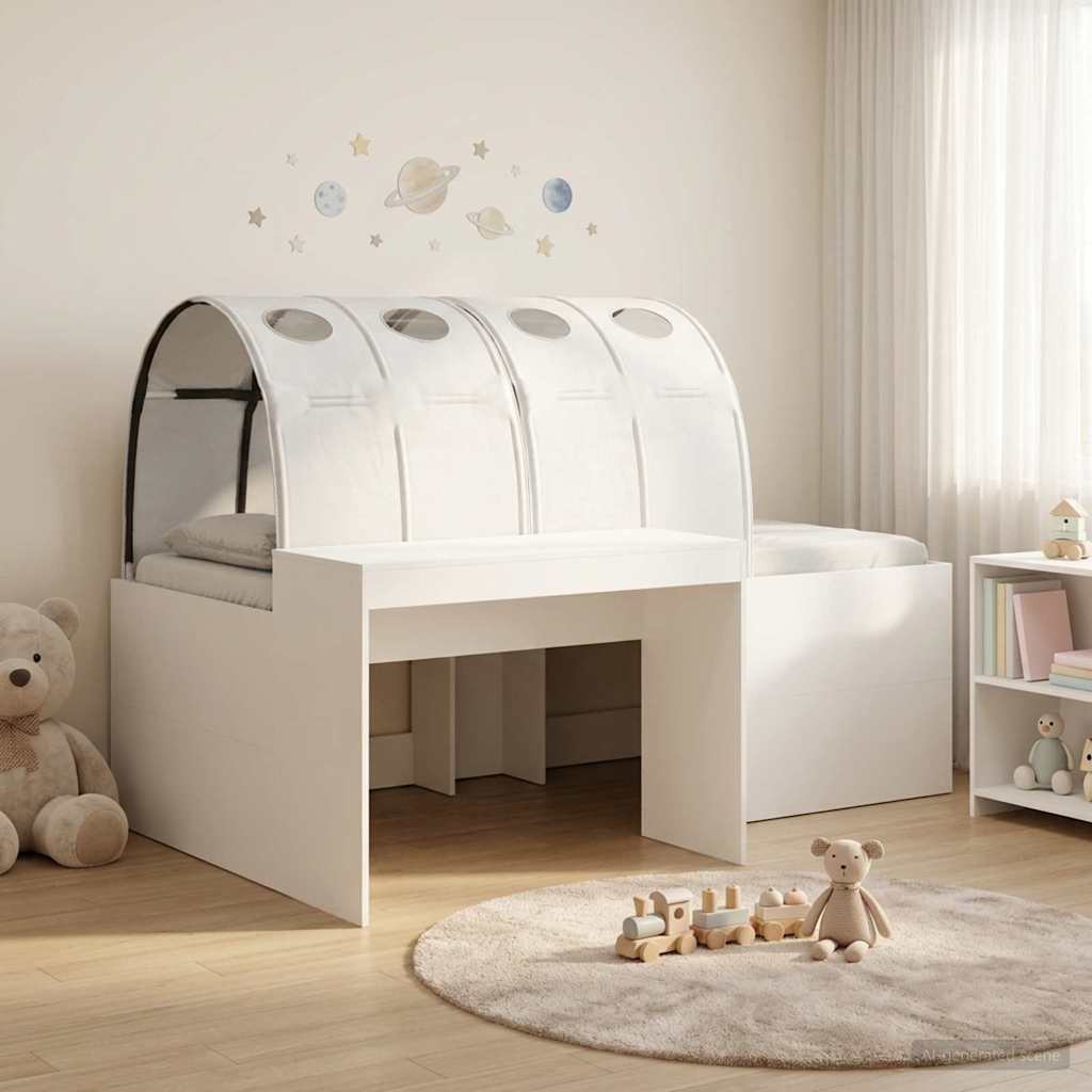 vidaXL Cama alta para niños con escritorio 3 uds. Blanco