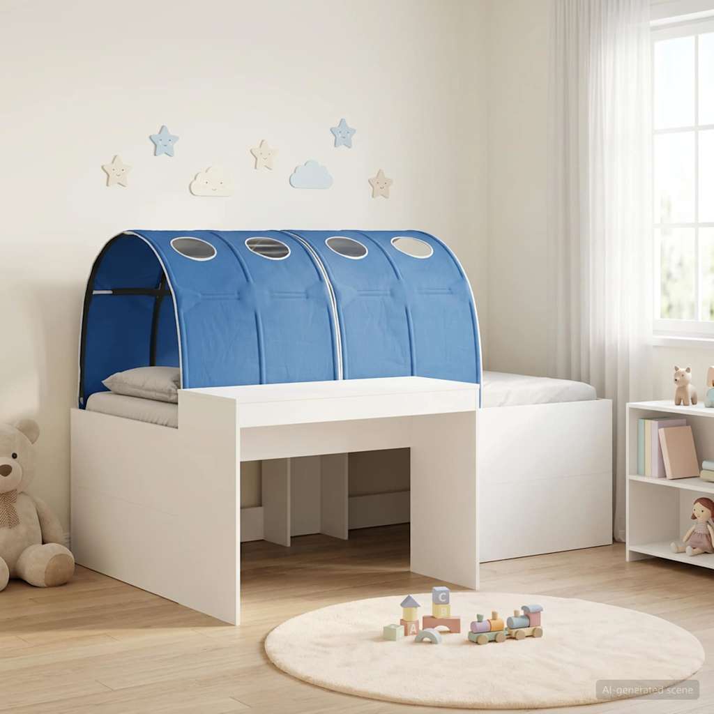 vidaXL Cama con Túnel 3 uds. Roble Artisian y Azul