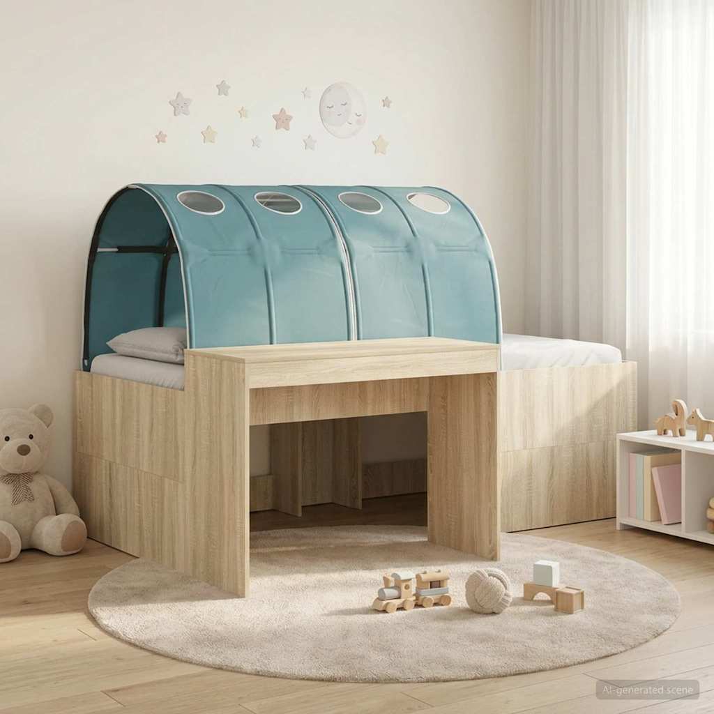 vidaXL Cama con Túnel 3 uds. Roble Artisian y Azul Claro