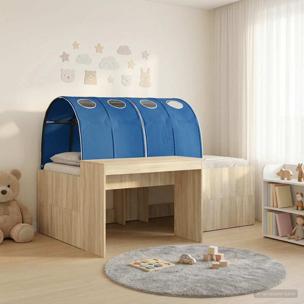 vidaXL Cama con Túnel 3 uds. Roble Artisian y Azul
