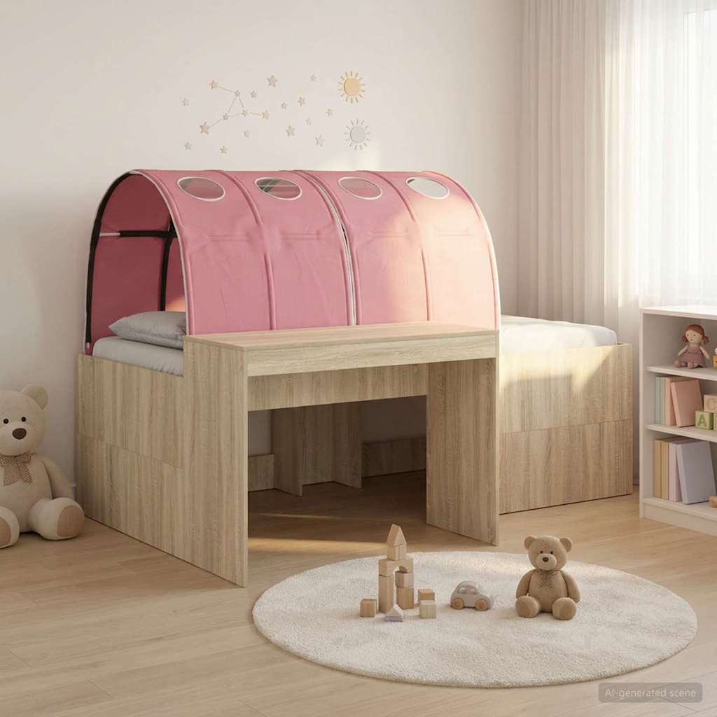vidaXL Cama con Túnel 3 uds. Roble Artisian y Rosa