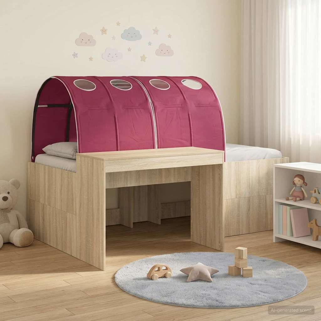 vidaXL Cama con Túnel 3 uds. Roble Artisian y Rojo