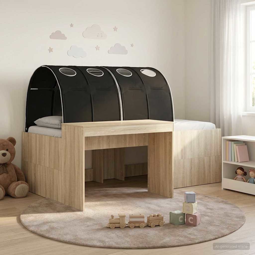 vidaXL Cama con Túnel 3 uds. Roble Artisian y Negro