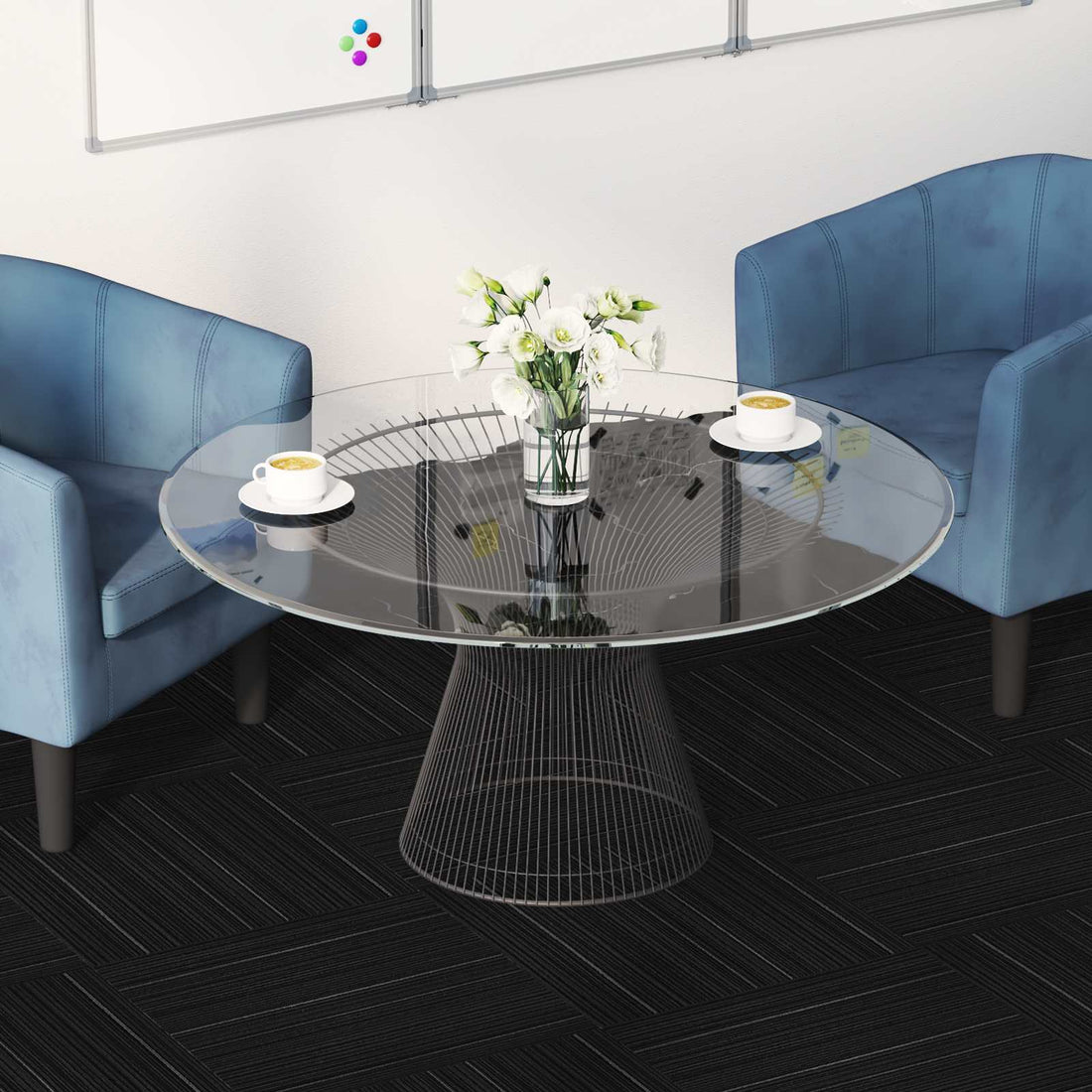 vidaXL Azulejo de alfombra Rayado Gris Oscuro 50 x 50 cm 20 uds.