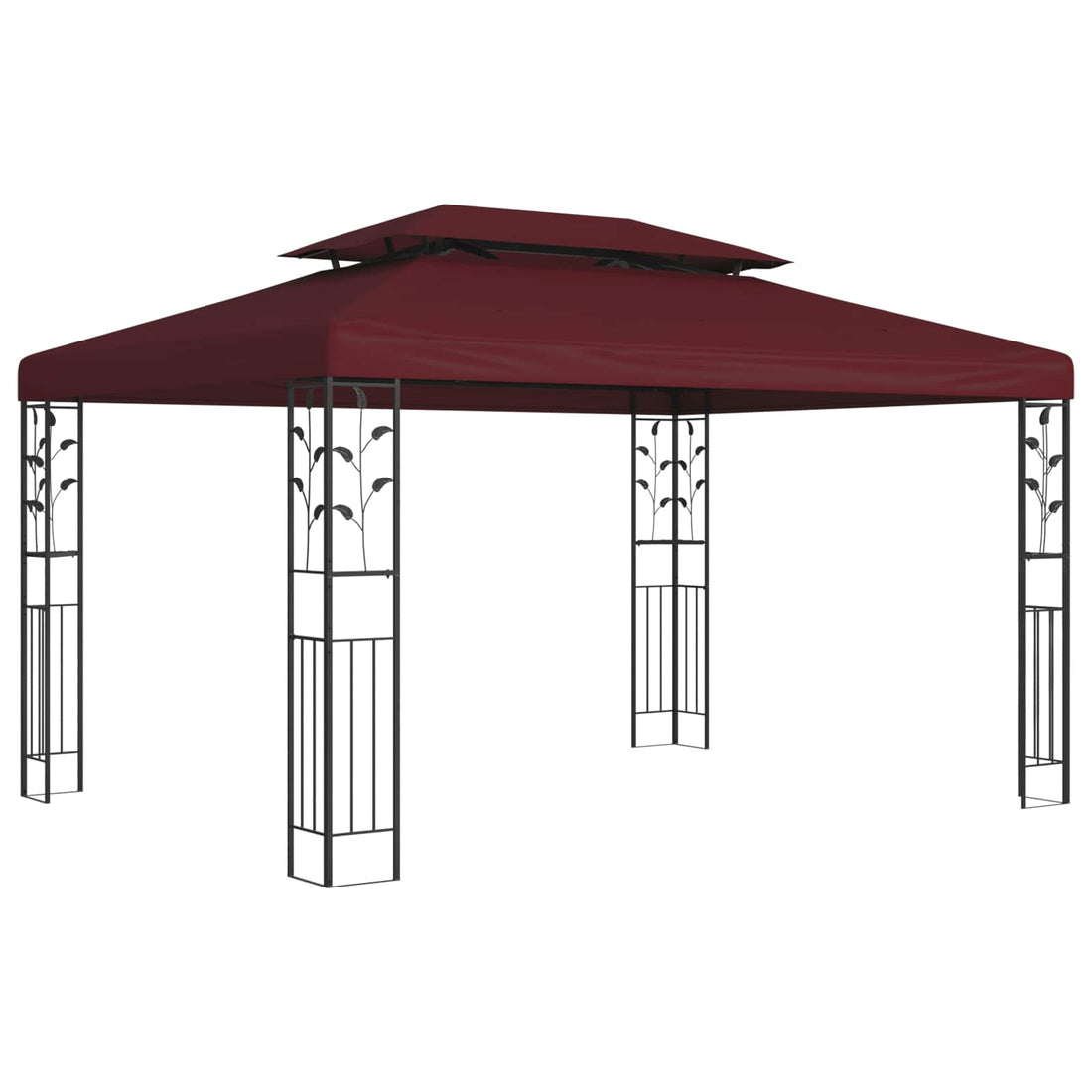 vidaXL Cenador 3,97 x 2,96 x 2,68 m Rojo vino Poliéster y Acero
