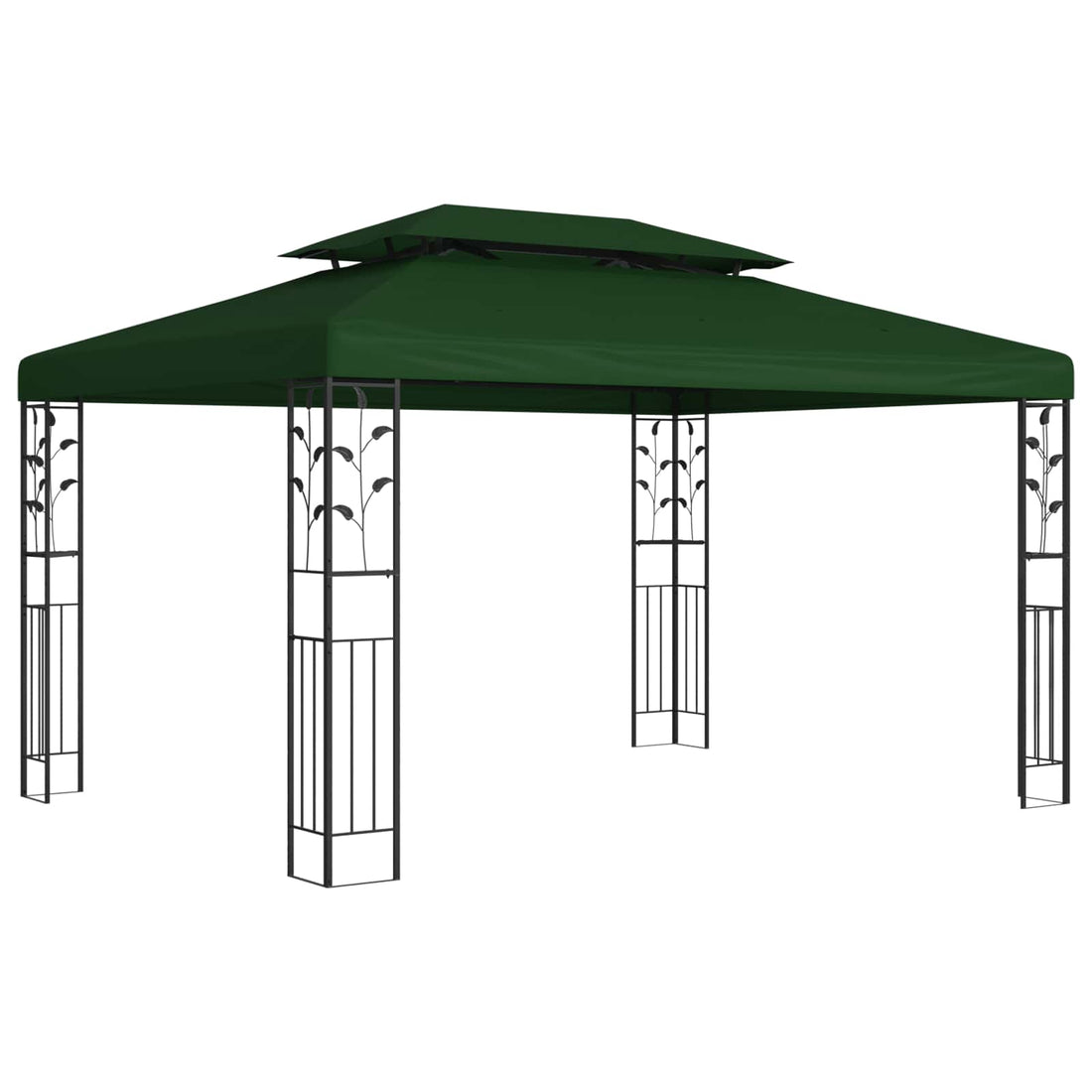 vidaXL Cenador 3,97 x 2,96 x 2,68 m Verde Poliéster y Acero