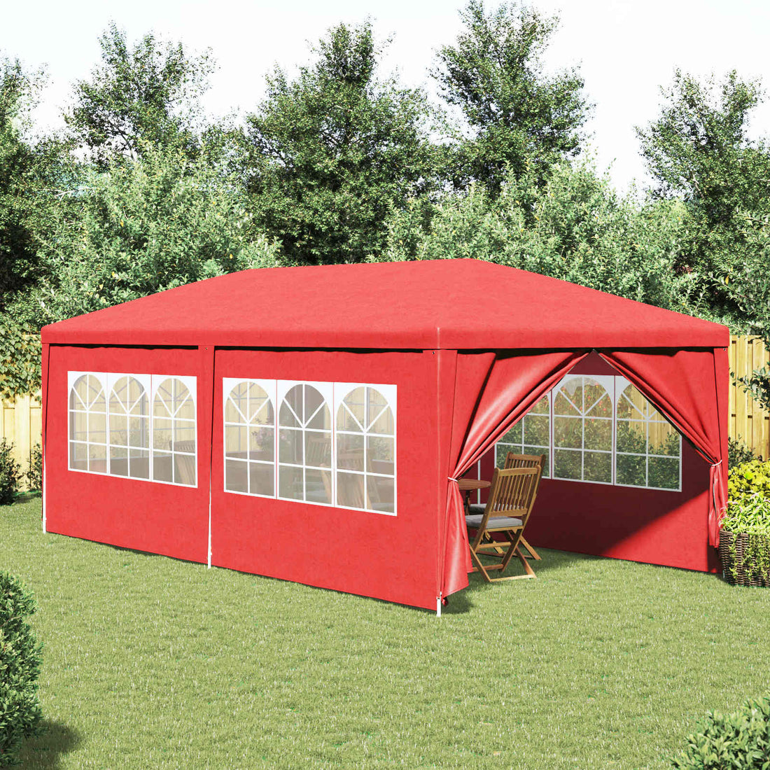 vidaXL Carpa de Fiesta 600 x 300 x 255 cm Rojo PE y acero