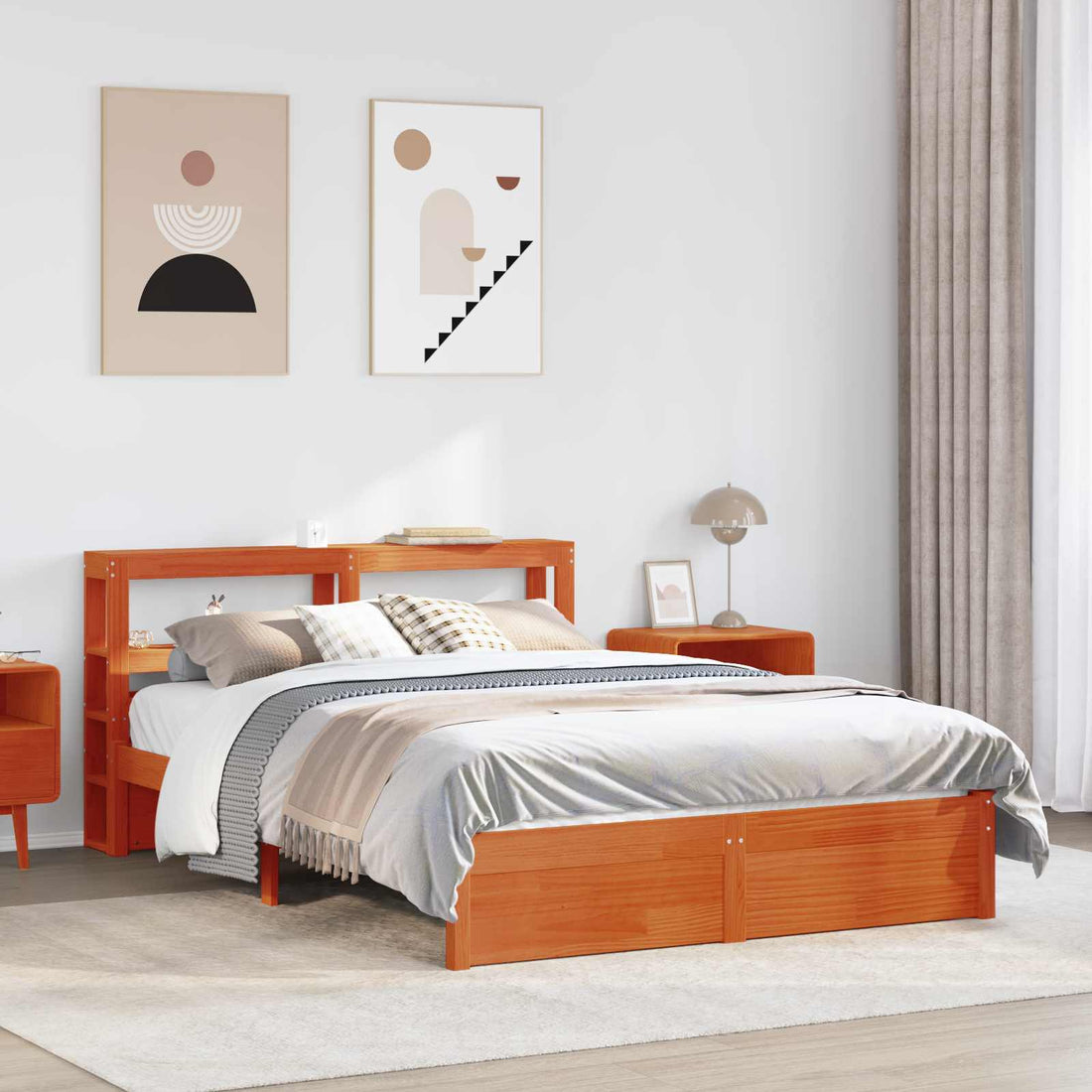 vidaXL Estructura de cama 2 uds. Marrón cera Madera de Pino Macizo