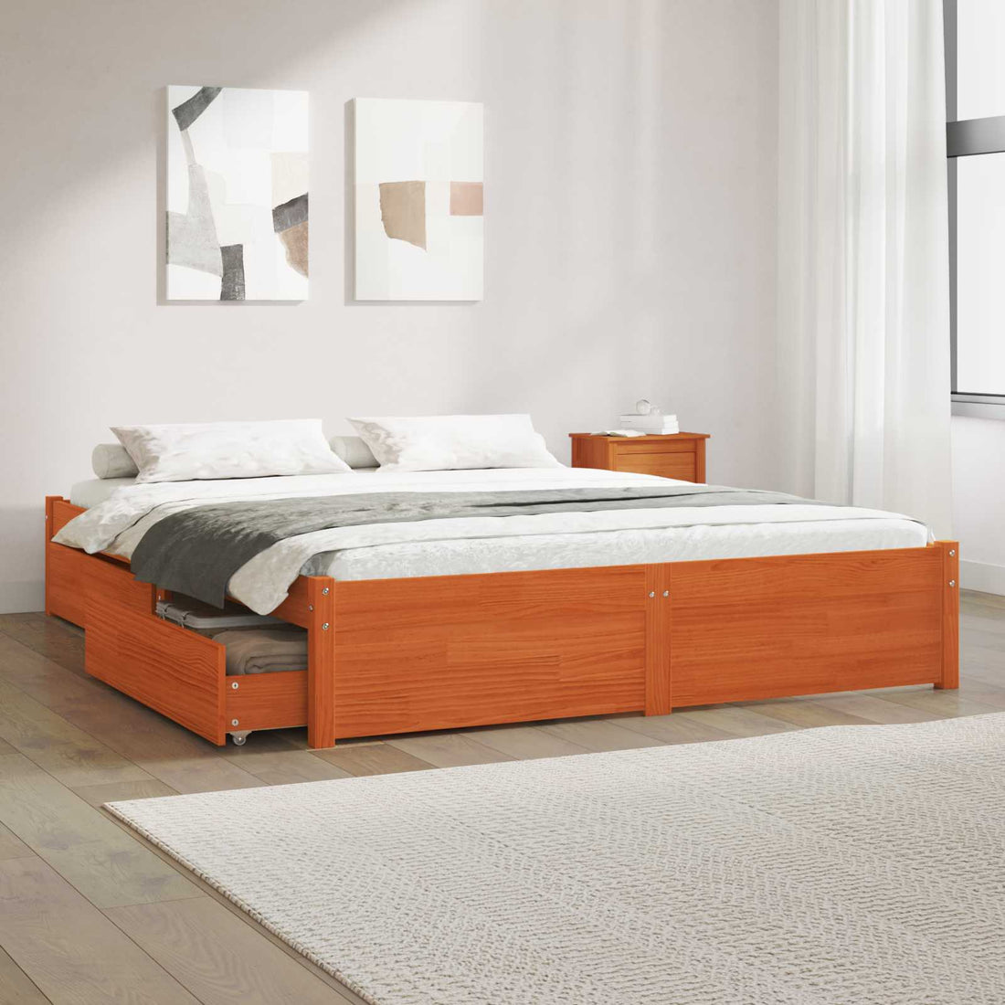 vidaXL Estructura de cama con cajón 2 uds. Madera de Pino Macizo